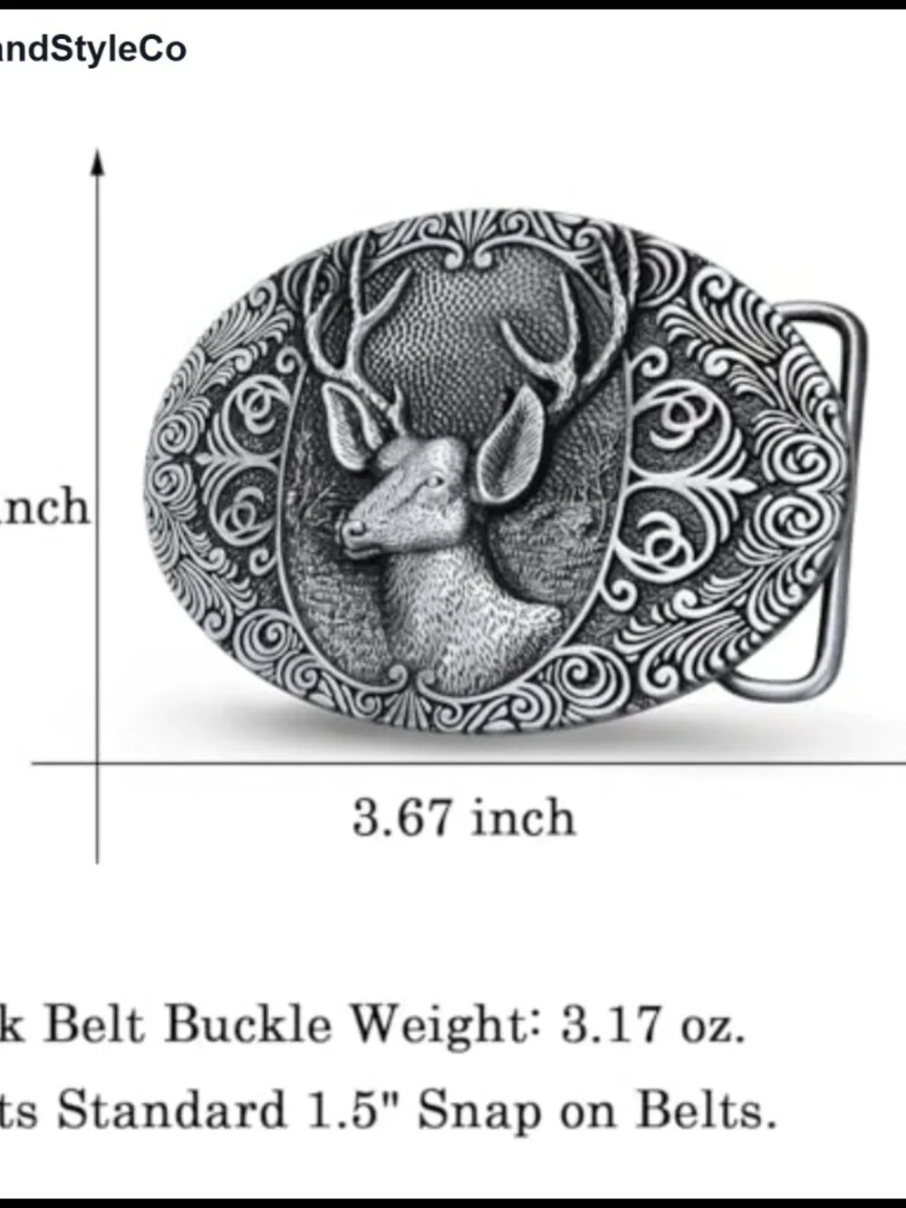 Western Belt Buckle Zinc Alloy Deer Elk Design Cowboy Cowgirl